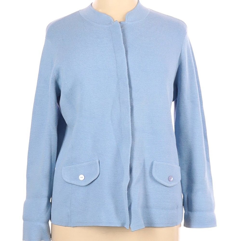 Talbots Blue Silk Cardigan